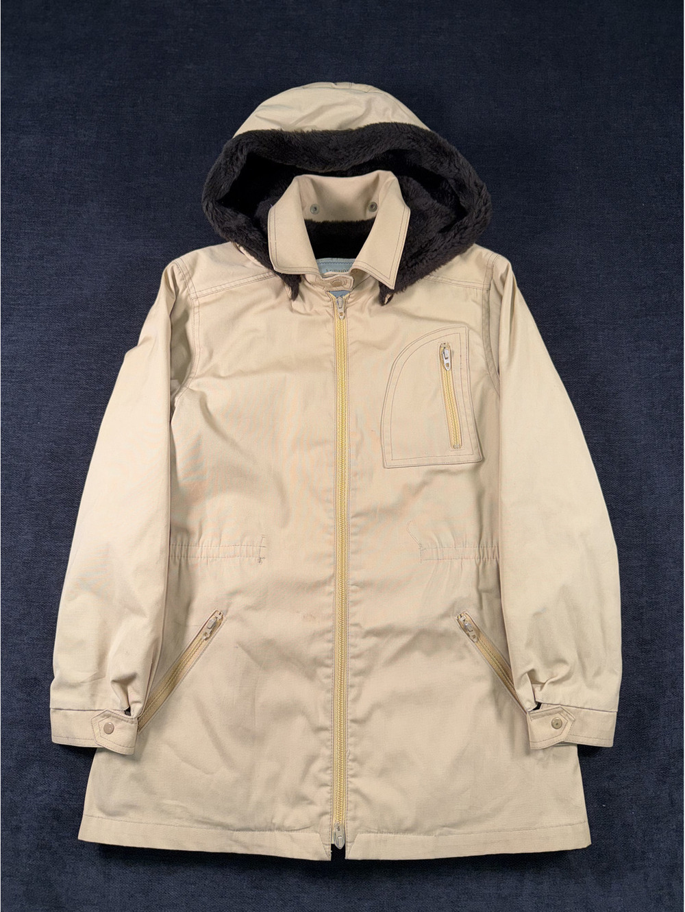 London Fog Beige Hooded Winter Coat with Fleece Lining